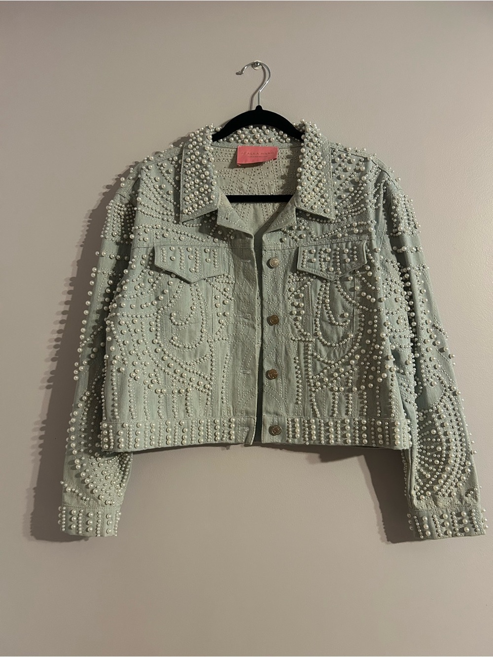 Azalea Wang Pearl-Embellished Denim Jacket